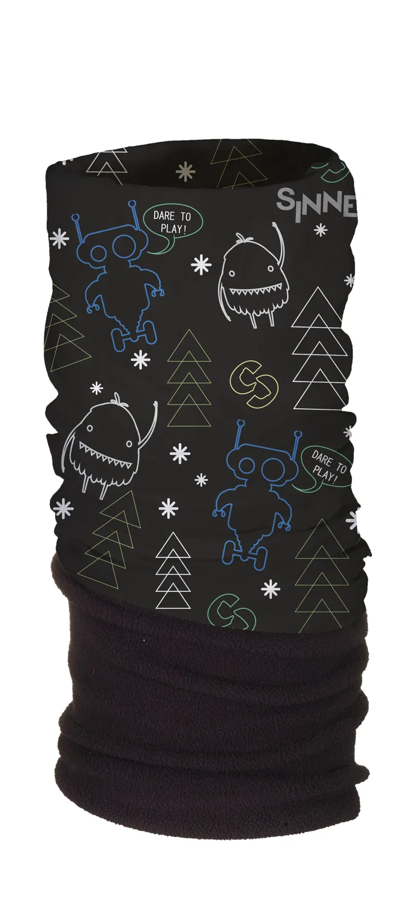 2024 Sinner kids fleece neckwarmer black robots